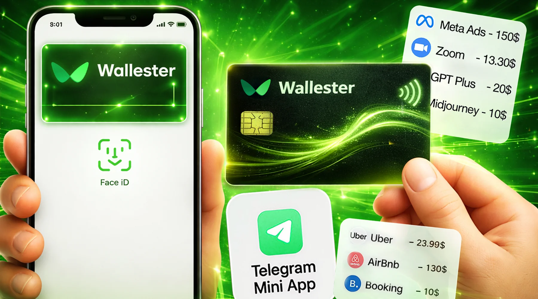 Экран Mini App и виртуальная карта WALLESTER